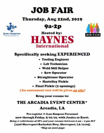 Haynes International Job Fair 2019